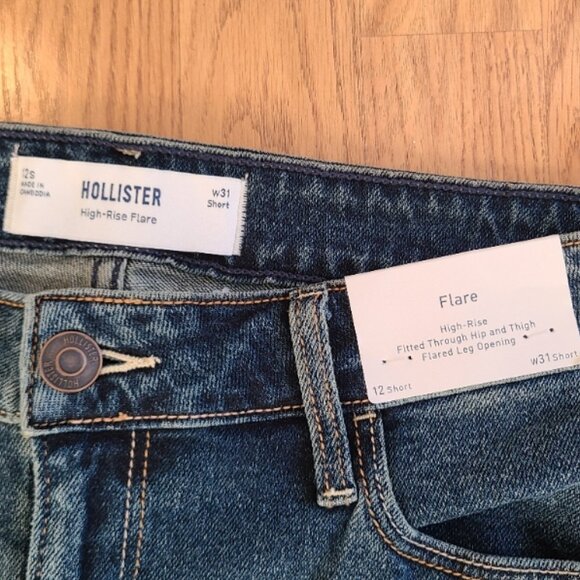 NEW NWT! HOLLISTER HIGH-RISE FLARE JEANS EMBROIDERED FLORALS STRETCH DENIM sz 31 - Picture 7 of 7